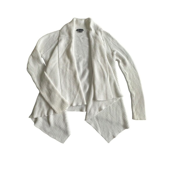 Vince Women's Size Small Weave Knit Shawl Collar Open Cardigan Sweater White M11 - Picture 2 of 11